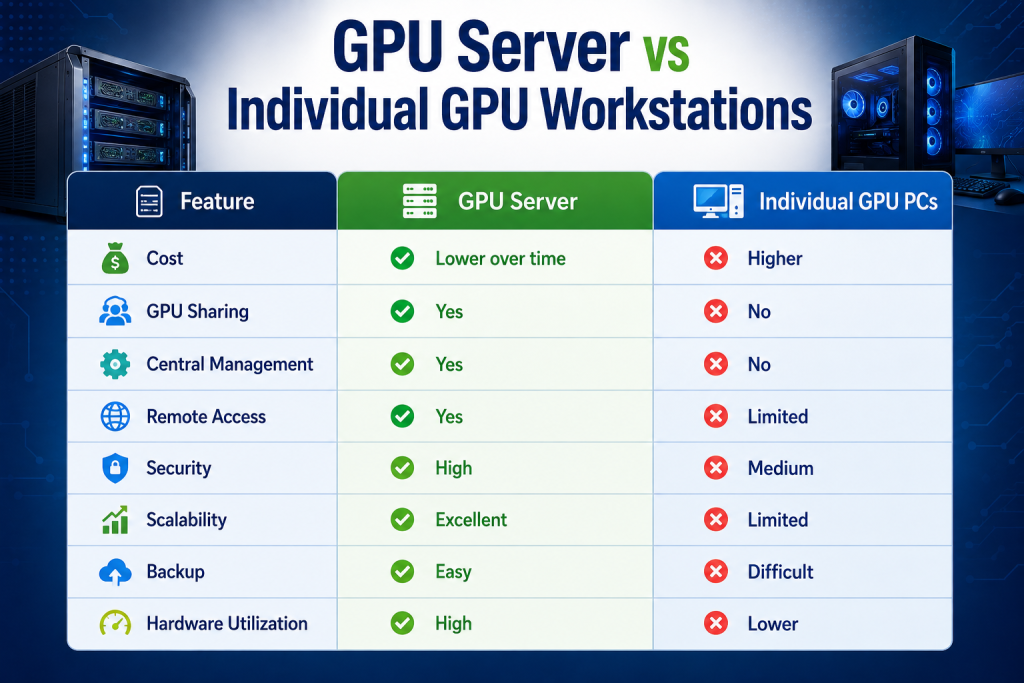 What is the GPU Server vs Individual GPU Workstations?
